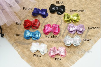 Sequin bow "Girly", 5 cm, Pack of 2